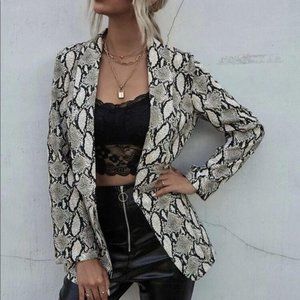 Snake skin print blazer jacket minimalist business